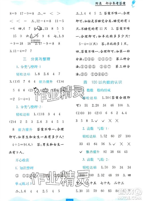广西教育出版社2024年春自主学习能力测评一年级数学下册人教版参考答案 广西教育出版社2024年春自主学习能力测评一年级数学下册人教版参考答案