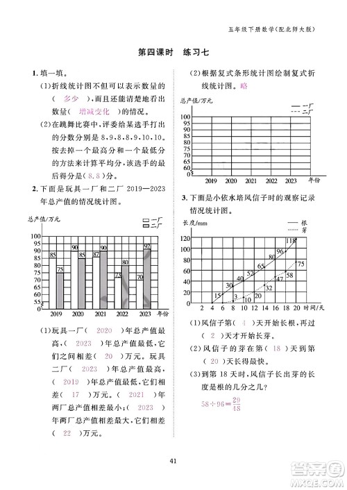 江西教育出版社2024年春数学作业本五年级数学下册北师大版答案 江西教育出版社2024年春数学作业本五年级数学下册北师大版答案