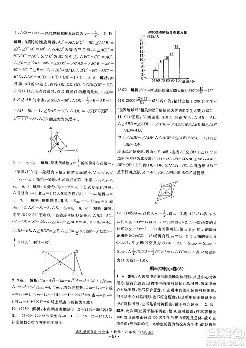 江苏人民出版社2024年春课时提优计划作业本八年级数学下册苏科版答案 江苏人民出版社2024年春课时提优计划作业本八年级数学下册苏科版答案