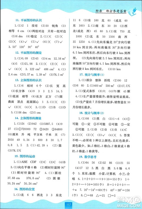 广西教育出版社2024年春自主学习能力测评六年级数学下册人教版参考答案