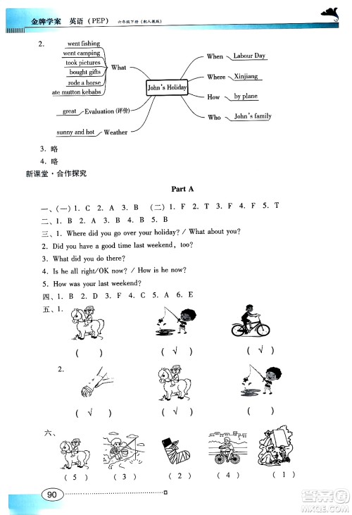 广东教育出版社2024年春南方新课堂金牌学案六年级英语人教PEP版答案