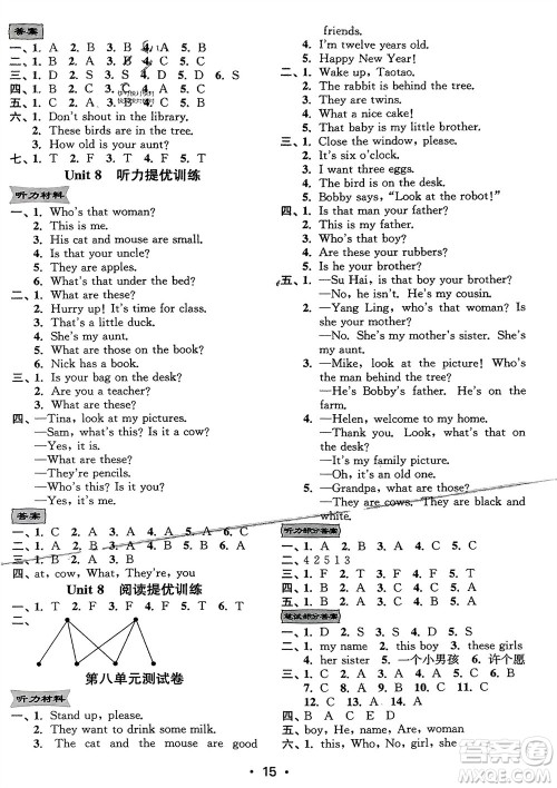江苏凤凰美术出版社2024年春创新课时作业本三年级英语下册江苏版参考答案 江苏凤凰美术出版社2024年春创新课时作业本三年级英语下册江苏版参考答案