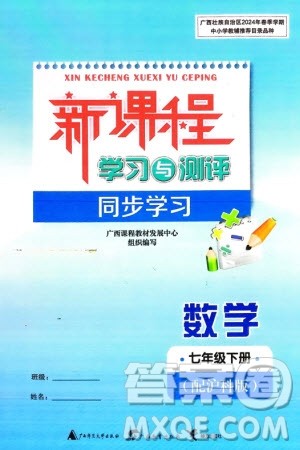 广西师范大学出版社2024年春新课程学习与测评同步学习七年级数学下册沪科版参考答案