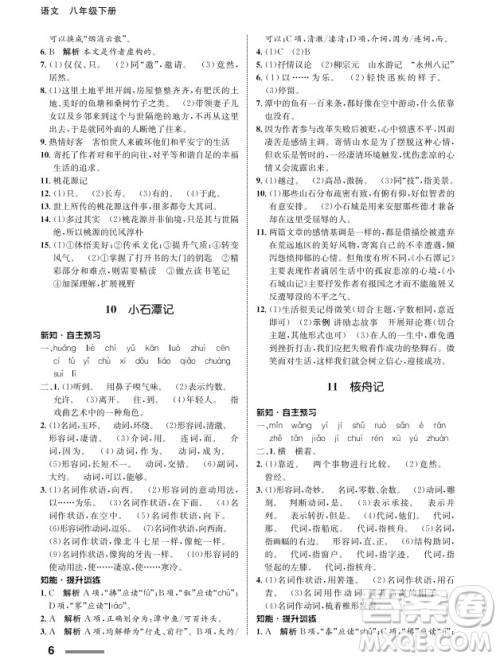 甘肃教育出版社2024年春配套综合练习八年级语文下册人教版参考答案