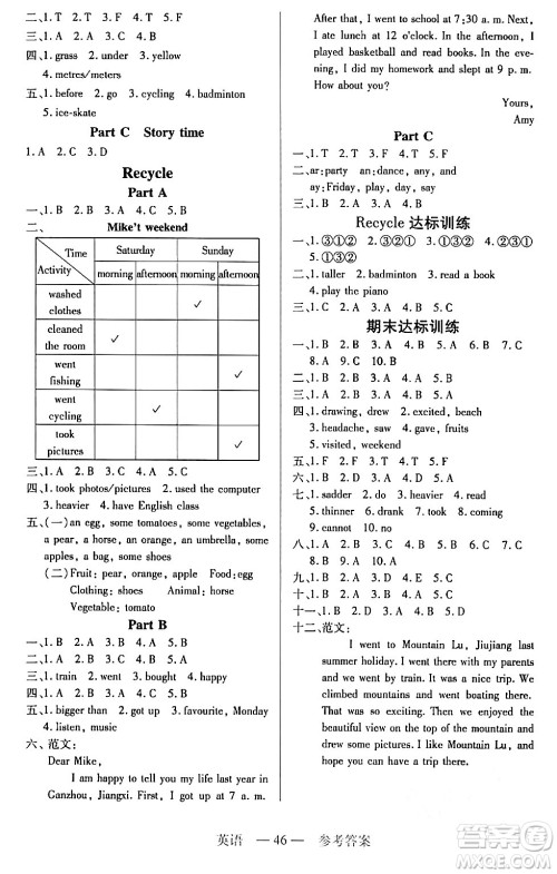 二十一世纪出版社集团2024年春新课程新练习六年级英语下册人教版答案