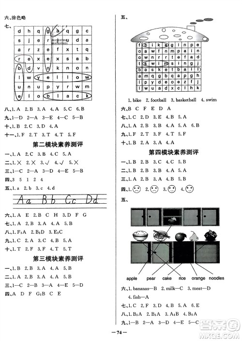 新世纪出版社2024年春百年学典同步导学与优化训练三年级英语下册外研版参考答案