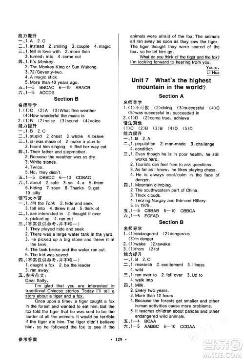 人民教育出版社2024年春同步导学与优化训练八年级英语下册人教版答案