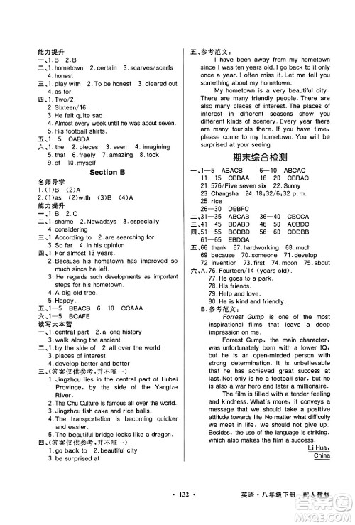 人民教育出版社2024年春同步导学与优化训练八年级英语下册人教版答案