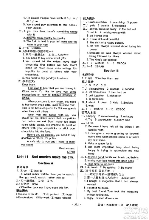 人民教育出版社2024年春同步导学与优化训练九年级英语下册人教版答案 人民教育出版社2024年春同步导学与优化训练九年级英语下册人教版答案