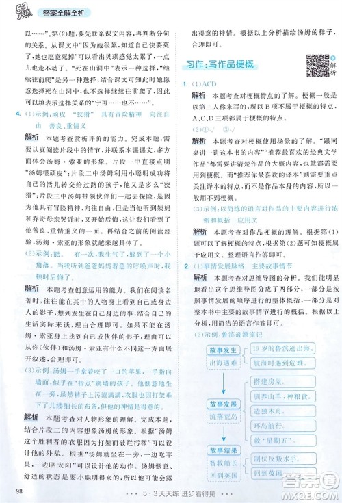 教育科学出版社2024年春53天天练六年级语文下册人教版参考答案 教育科学出版社2024年春53天天练六年级语文下册人教版参考答案