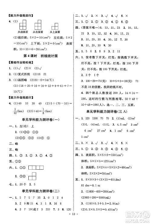 人民教育出版社2024年春能力培养与测试五年级数学下册人教版湖南专版答案 人民教育出版社2024年春能力培养与测试五年级数学下册人教版湖南专版答案