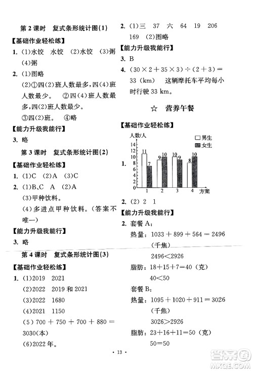 人民教育出版社2024年春能力培养与测试四年级数学下册人教版答案