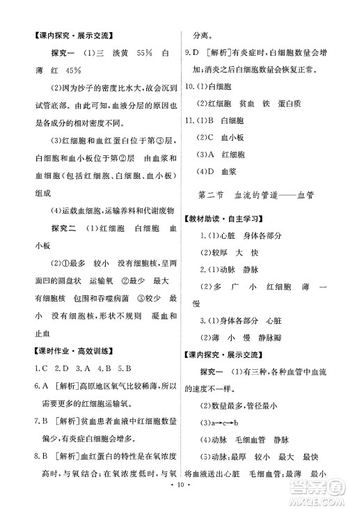 人民教育出版社2024年春能力培养与测试七年级生物下册人教版新疆专版答案 人民教育出版社2024年春能力培养与测试七年级生物下册人教版新疆专版答案