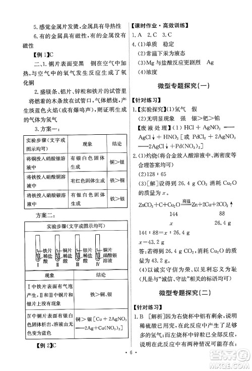 人民教育出版社2024年春能力培养与测试九年级化学下册人教版答案 人民教育出版社2024年春能力培养与测试九年级化学下册人教版答案