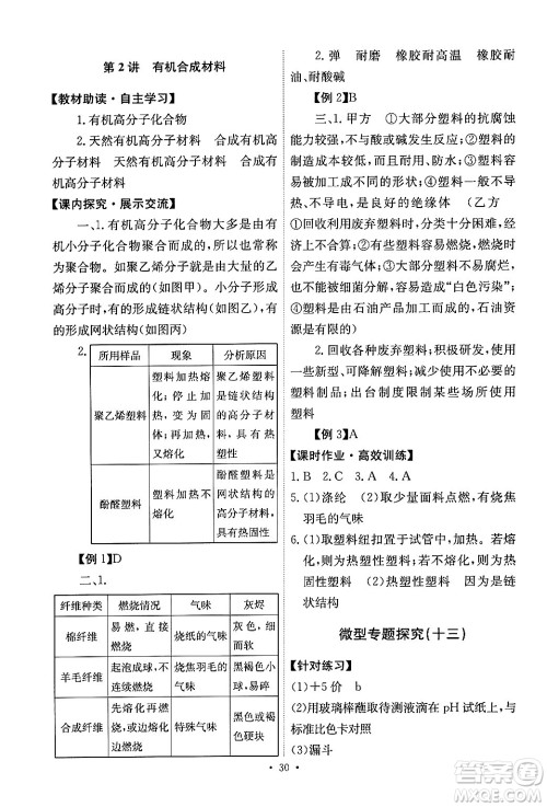 人民教育出版社2024年春能力培养与测试九年级化学下册人教版答案