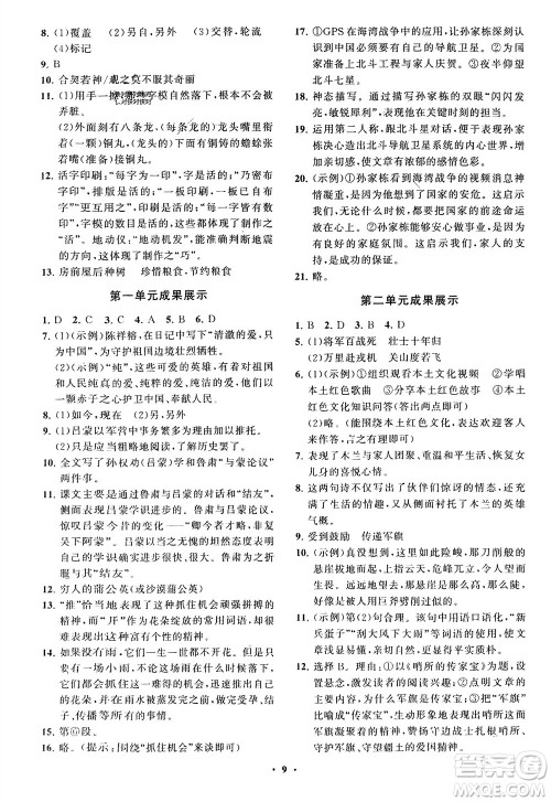 山东教育出版社2024年春初中同步练习册分层卷七年级语文下册通用版参考答案 山东教育出版社2024年春初中同步练习册分层卷七年级语文下册通用版参考答案