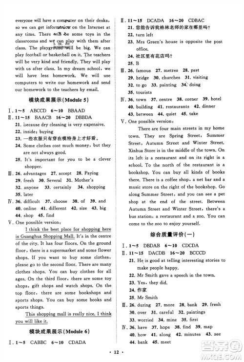 山东教育出版社2024年春初中同步练习册分层卷七年级英语下册外研版参考答案