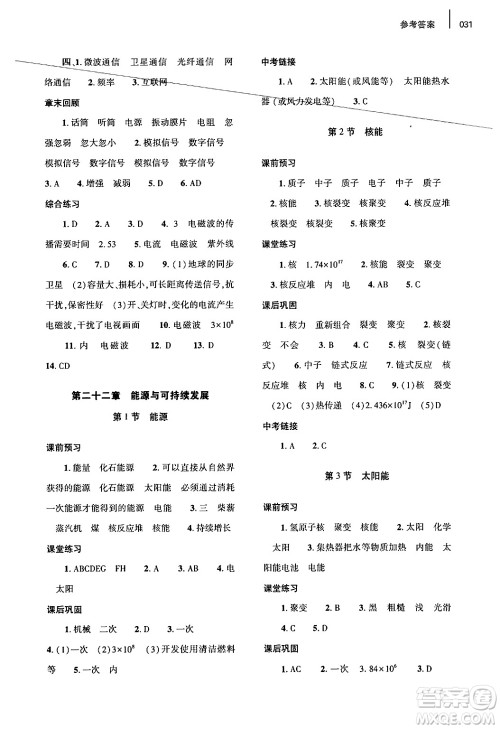 大象出版社2024年春基础训练九年级物理全一册人教版答案