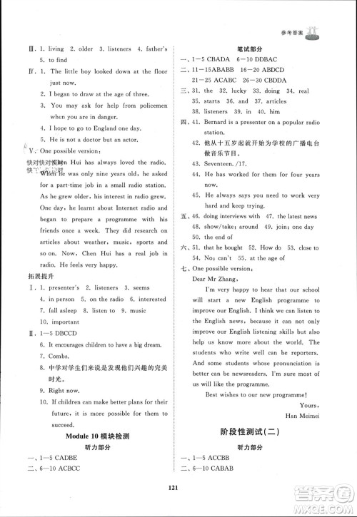 山东友谊出版社2024年春初中同步练习册八年级英语下册外研版参考答案 山东友谊出版社2024年春初中同步练习册八年级英语下册外研版参考答案