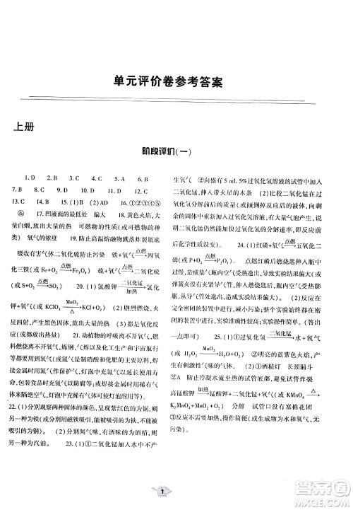 大象出版社2024年春基础训练九年级化学全一册人教版答案