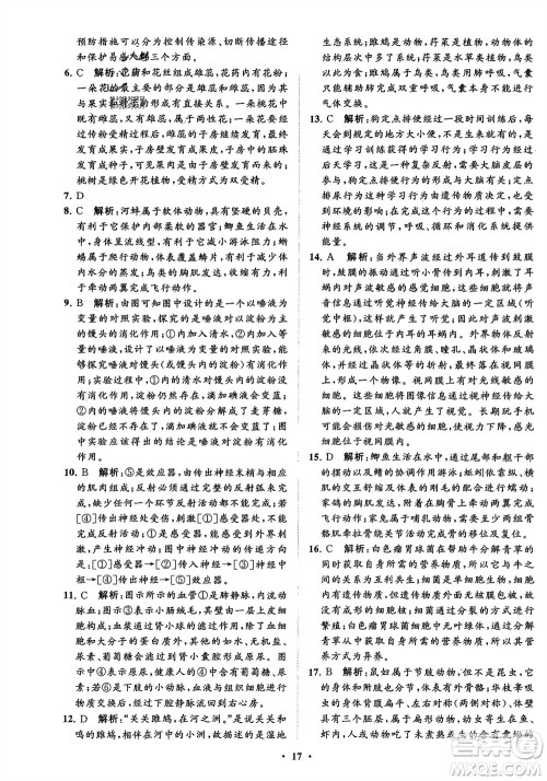 山东教育出版社2024年春初中同步练习册分层卷八年级生物下册五四学制鲁科版参考答案 山东教育出版社2024年春初中同步练习册分层卷八年级生物下册五四学制鲁科版参考答案