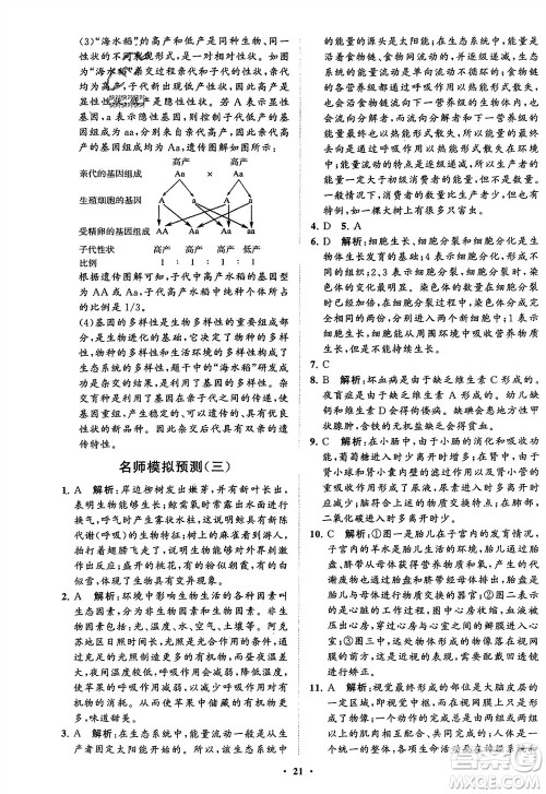 山东教育出版社2024年春初中同步练习册分层卷八年级生物下册五四学制鲁科版参考答案 山东教育出版社2024年春初中同步练习册分层卷八年级生物下册五四学制鲁科版参考答案