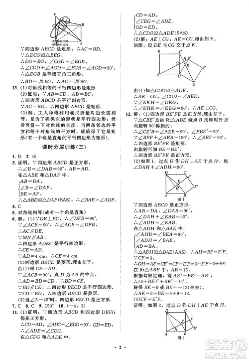 山东教育出版社2024年春初中同步练习册分层卷八年级数学下册五四学制鲁教版参考答案