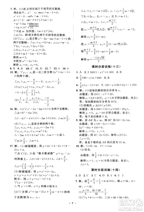 山东教育出版社2024年春初中同步练习册分层卷八年级数学下册五四学制鲁教版参考答案