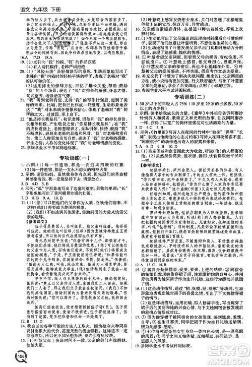 青岛出版社2024年春初中同步练习册九年级语文下册六三制学人教版参考答案