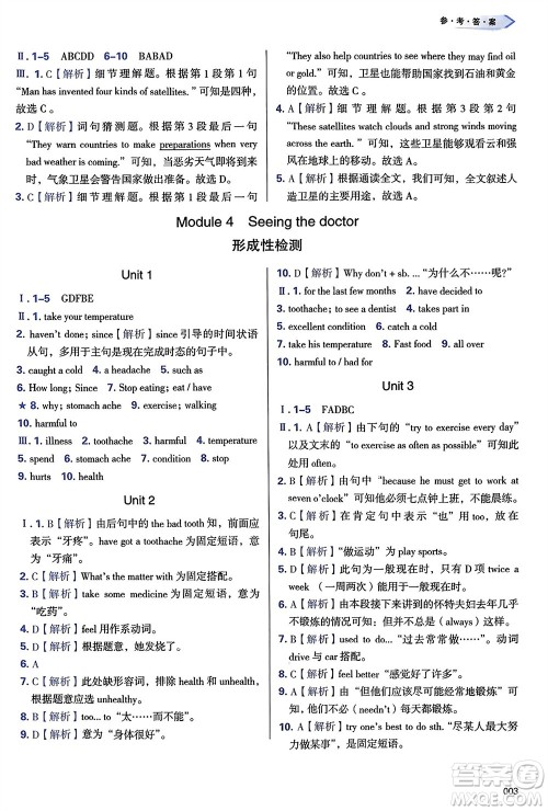 天津教育出版社2024年春学习质量监测八年级英语下册外研版参考答案