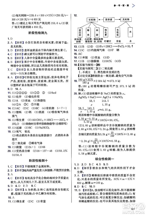 天津教育出版社2024年春学习质量监测九年级化学下册人教版答案 天津教育出版社2024年春学习质量监测九年级化学下册人教版答案