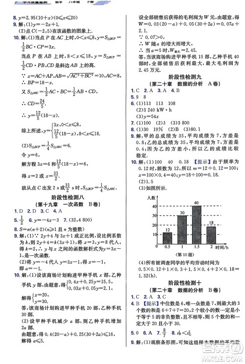 天津教育出版社2024年春学习质量监测八年级数学下册人教版参考答案
