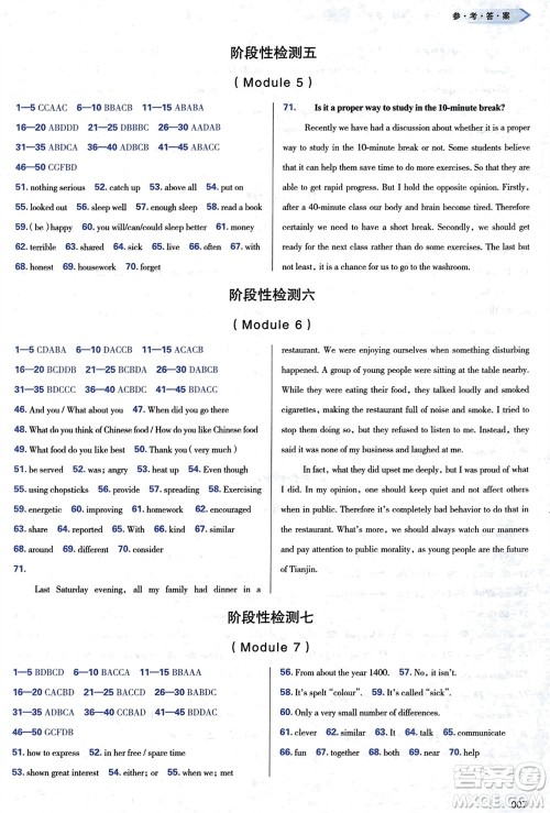 天津教育出版社2024年春学习质量监测九年级英语下册外研版参考答案 天津教育出版社2024年春学习质量监测九年级英语下册外研版参考答案