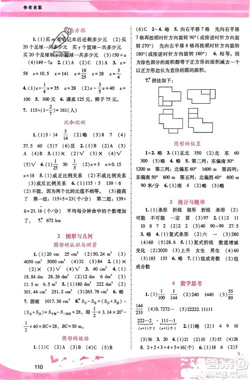 广西师范大学出版社2024年春自主与互动学习新课程学习辅导六年级数学下册人教版参考答案