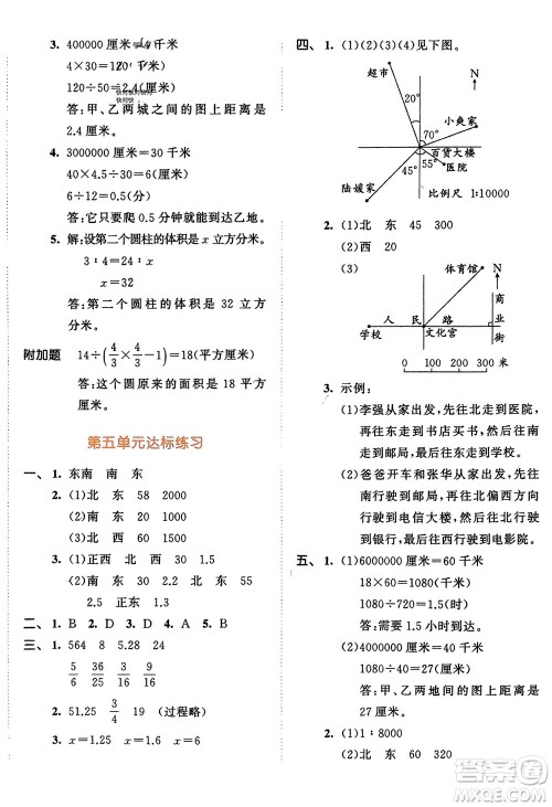 教育科学出版社2024年春53天天练六年级数学下册苏教版参考答案 教育科学出版社2024年春53天天练六年级数学下册苏教版参考答案