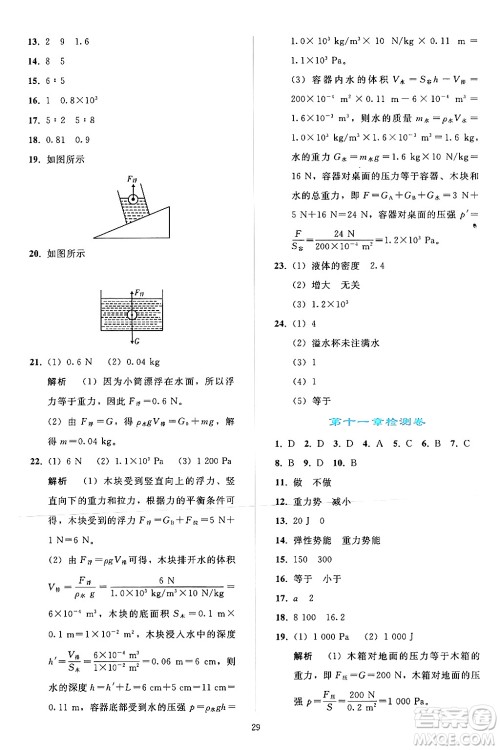 人民教育出版社2024年春同步轻松练习八年级物理下册人教版答案 人民教育出版社2024年春同步轻松练习八年级物理下册人教版答案