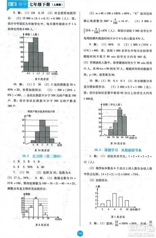 辽海出版社2024年春新课程能力培养七年级数学下册人教版D版大连专版参考答案