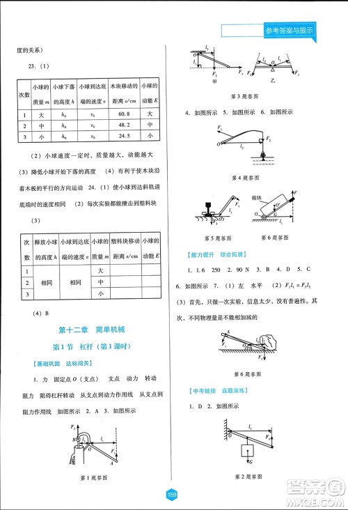 辽海出版社2024年春新课程能力培养八年级物理下册人教版D版大连专版参考答案