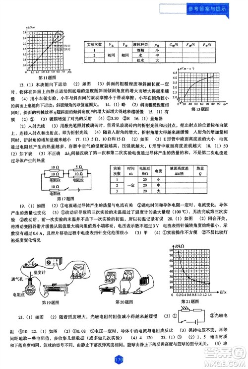 辽海出版社2024年春新课程能力培养九年级物理下册人教版D版大连专版参考答案
