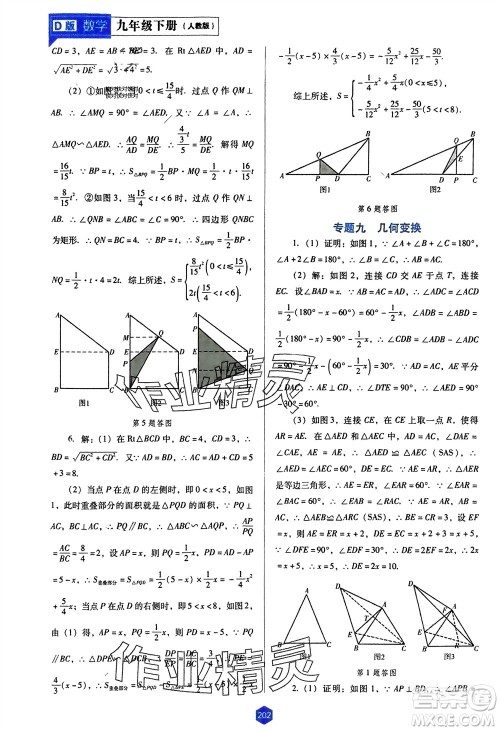 辽海出版社2024年春新课程能力培养九年级数学下册人教版D版大连专版参考答案