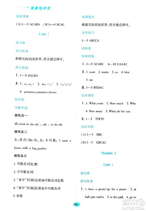 黑龙江教育出版社2024年春资源与评价六年级英语下册外研版黑龙江专版答案