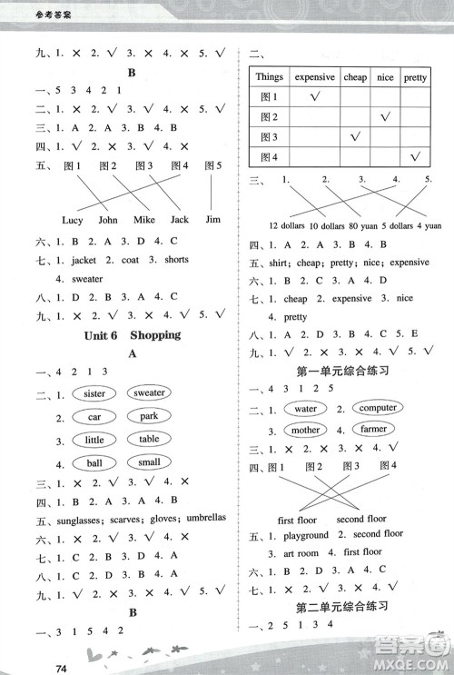人民教育出版社2024年春新课程学习辅导四年级英语下册人教版参考答案 人民教育出版社2024年春新课程学习辅导四年级英语下册人教版参考答案