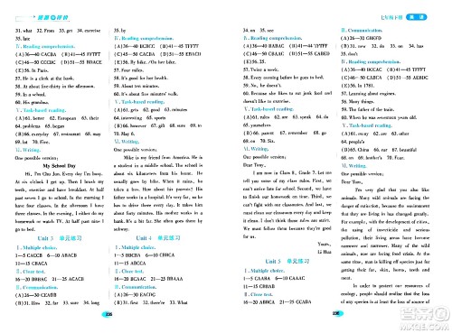 黑龙江教育出版社2024年春资源与评价七年级英语下册人教版答案 黑龙江教育出版社2024年春资源与评价七年级英语下册人教版答案