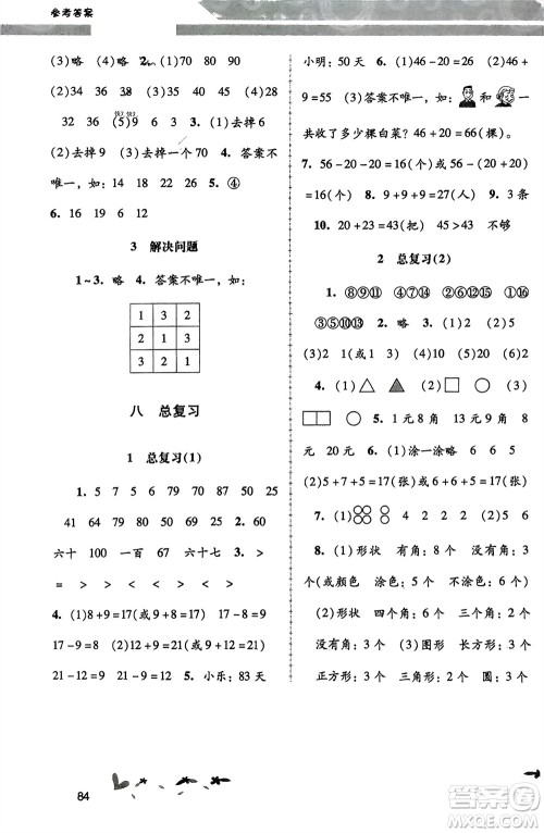 人民教育出版社2024年春课堂活动手册新课程学习辅导一年级数学下册人教版参考答案 人民教育出版社2024年春课堂活动手册新课程学习辅导一年级数学下册人教版参考答案