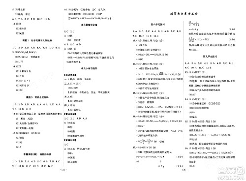 安徽师范大学出版社2024年春课时A计划九年级化学下册人教版安徽专版答案