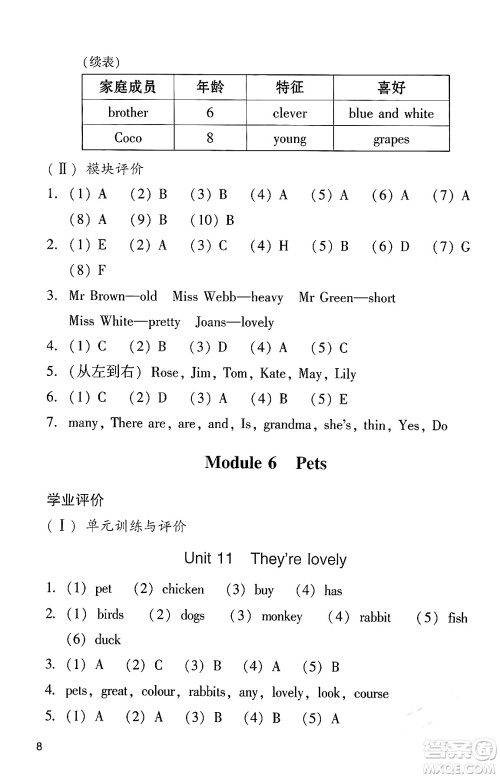 广州出版社2024年春阳光学业评价三年级英语下册教科版答案