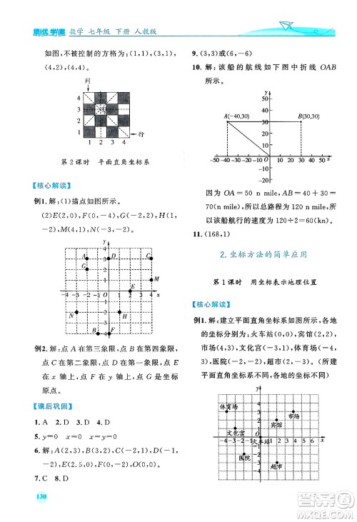 人民教育出版社2024年春绩优学案七年级数学下册人教版答案