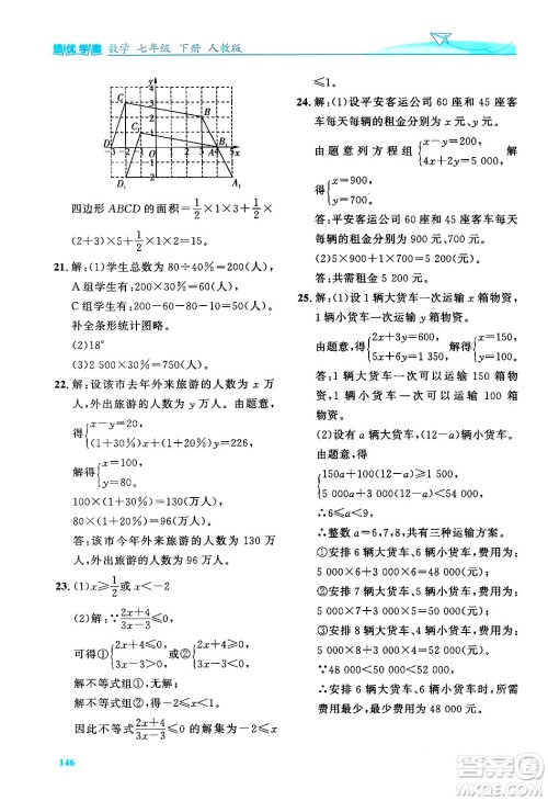 人民教育出版社2024年春绩优学案七年级数学下册人教版答案