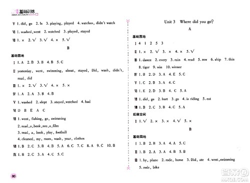 安徽少年儿童出版社2024年春新编基础训练六年级英语下册人教版答案 安徽少年儿童出版社2024年春新编基础训练六年级英语下册人教版答案