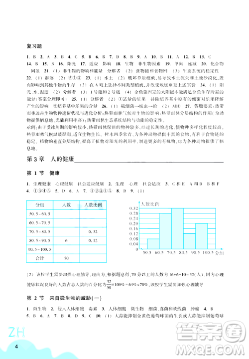 浙江教育出版社2024年春科学作业本九年级科学下册浙教版答案